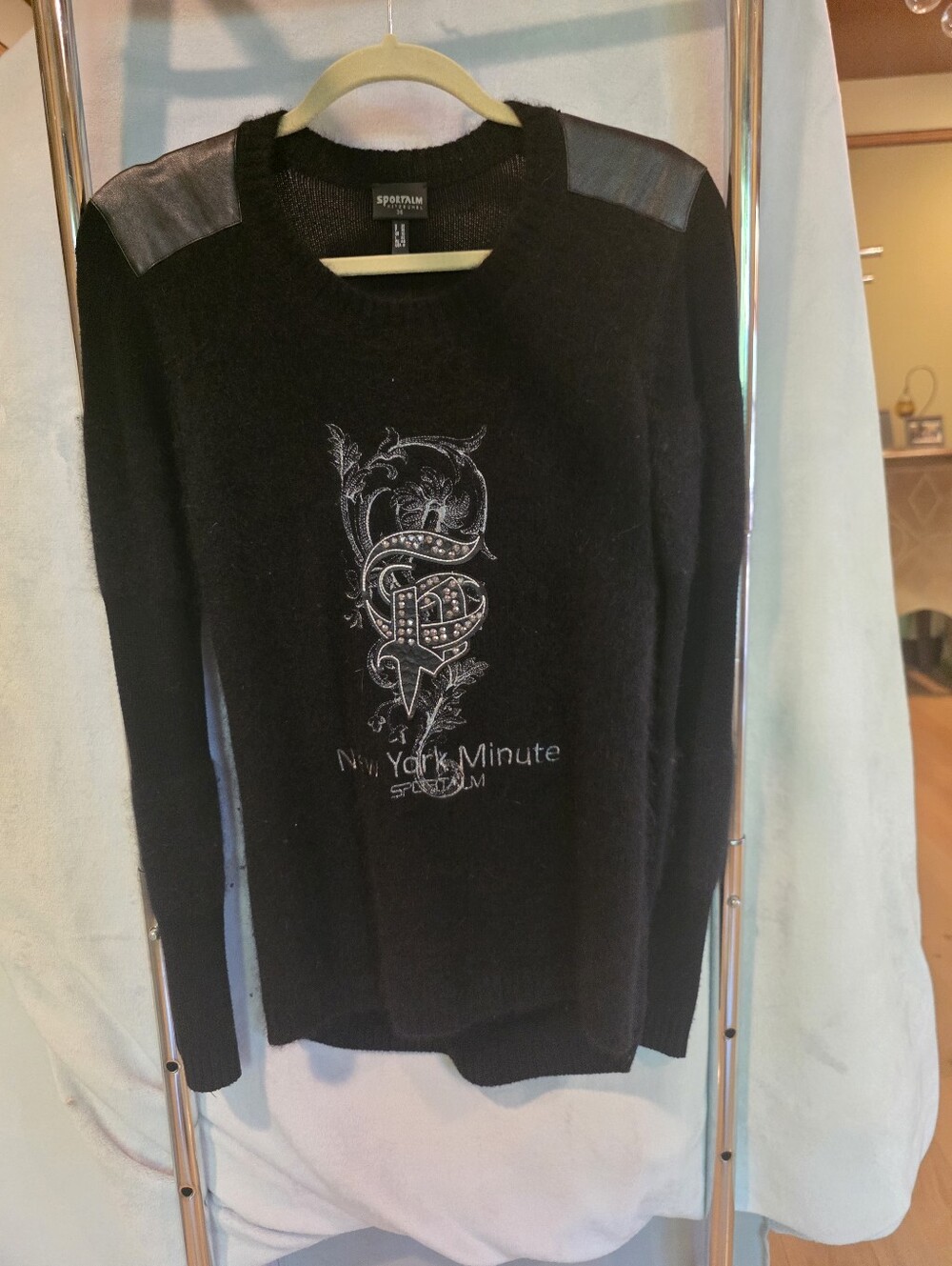 Rare Sportalm "New York Minute" Embellished Graphic Pullover